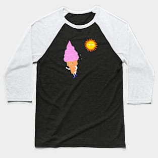 Ice Cream Cone and the Summer Sun Scare Baseball T-Shirt